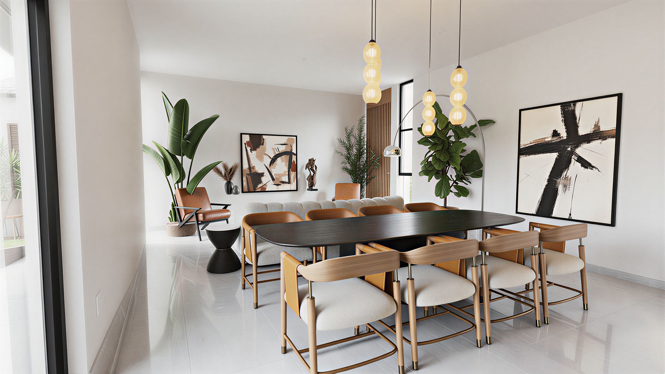 Sala y comedor con luz natural